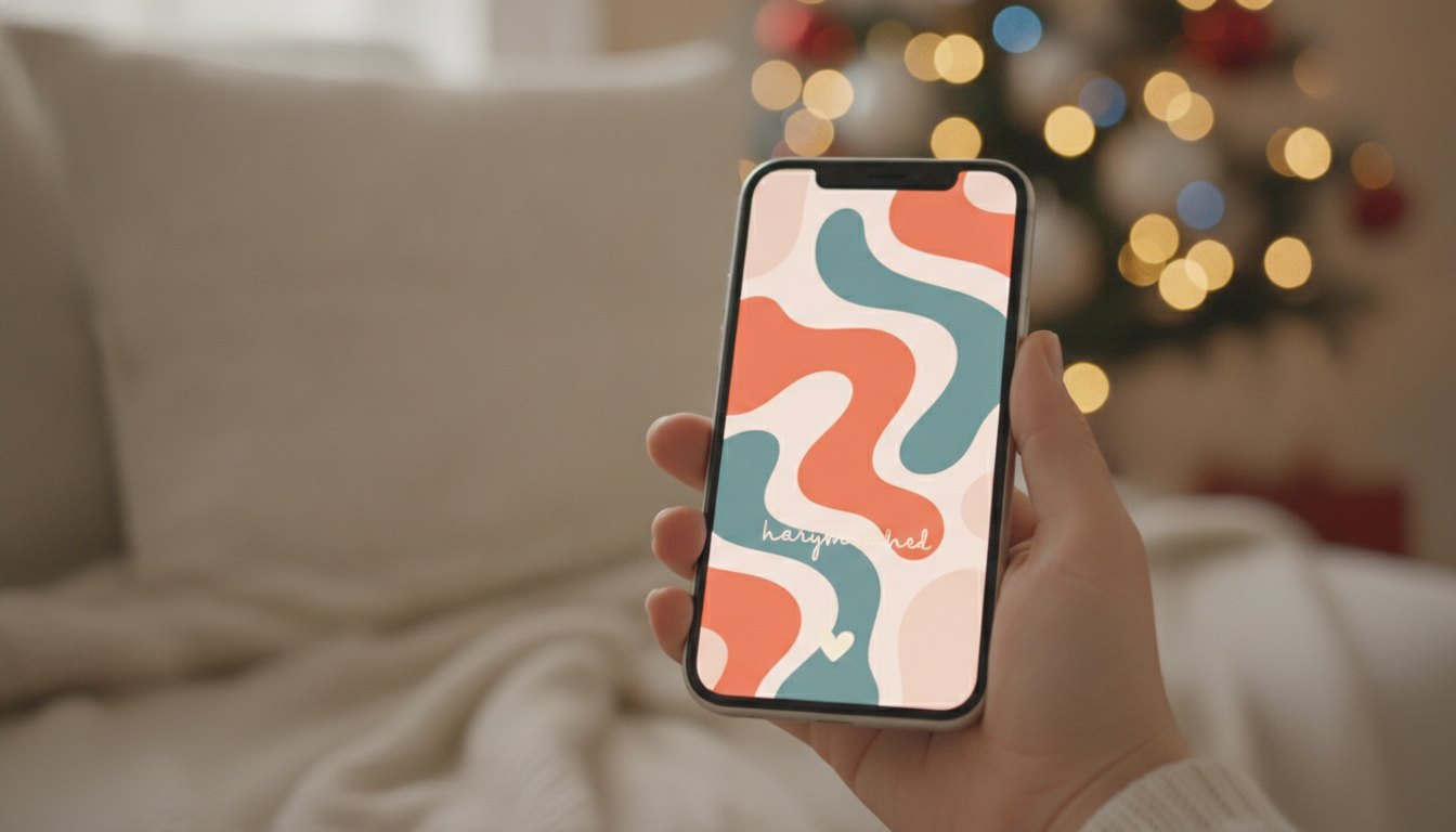 Eine Hand hält ein Handy und zeigt einen persönlichen Gruss
